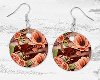 Rustic Flowers Circle Earrings - Sew Lucky Embroidery