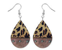 Rustic Leopard Teardrop Earrings - Sew Lucky Embroidery