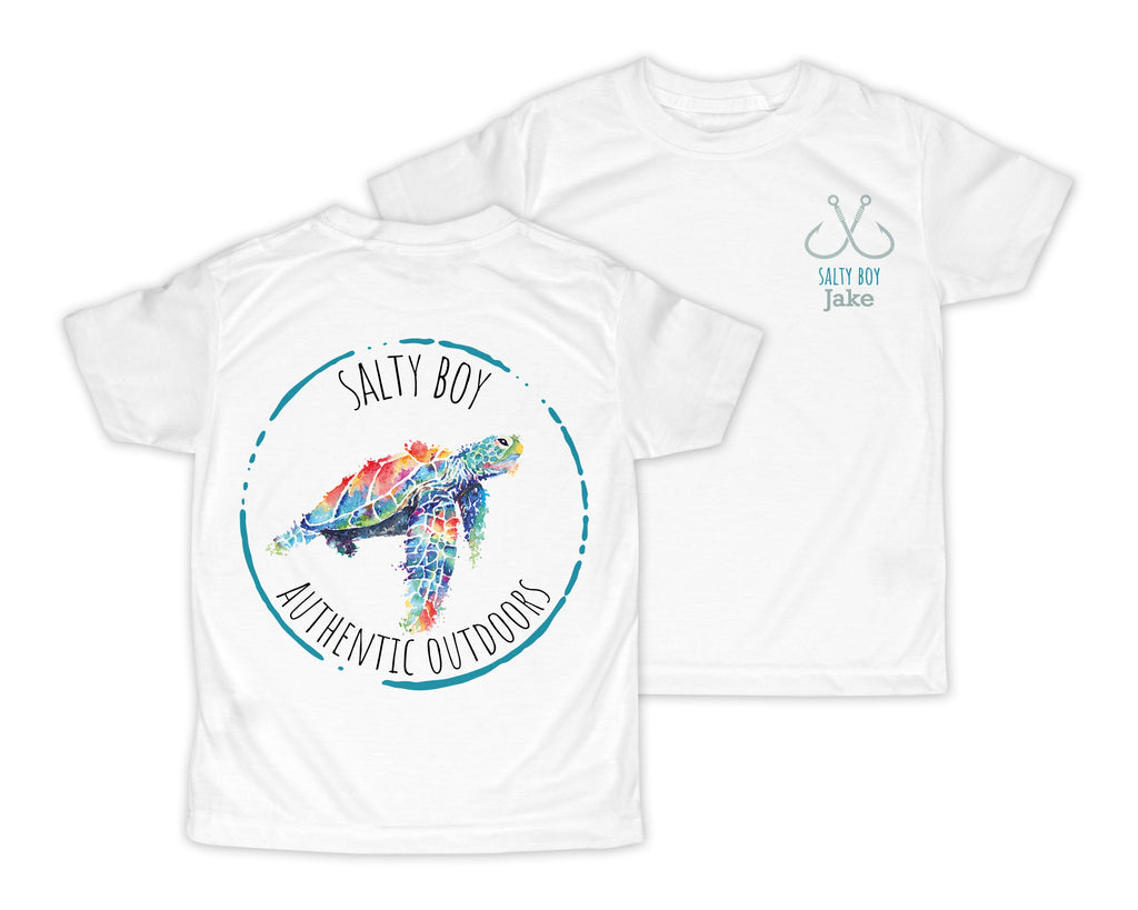 Salty Boy Turtle Personalized Short or Long Sleeves Shirt - Sew Lucky Embroidery