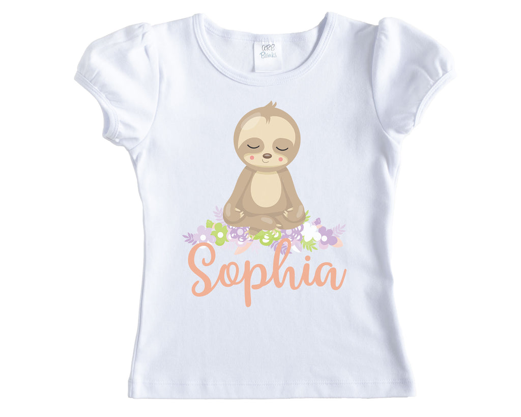 Sloth Doing Yoga Girls Personalized Shirt - Sew Lucky Embroidery