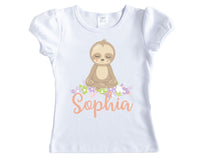 Sloth Doing Yoga Girls Personalized Shirt - Sew Lucky Embroidery