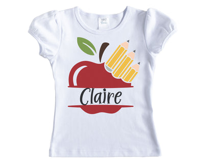 Split Apple with Pencils Back to School Personalized Shirt