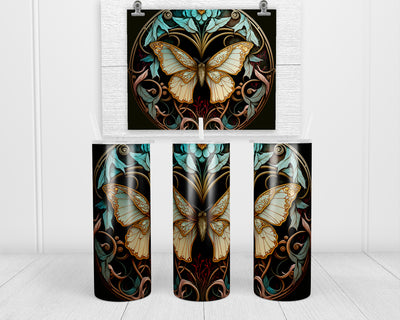 Stained Glass Butterfly 20 oz insulated tumbler with lid and straw