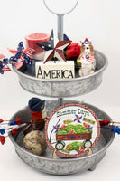 Summer Days Watermelon Wagon Tier Tray Sign and Stand - Sew Lucky Embroidery