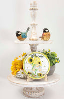 Sunflower Gnome Welcome Tier Tray Sign and Stand - Sew Lucky Embroidery