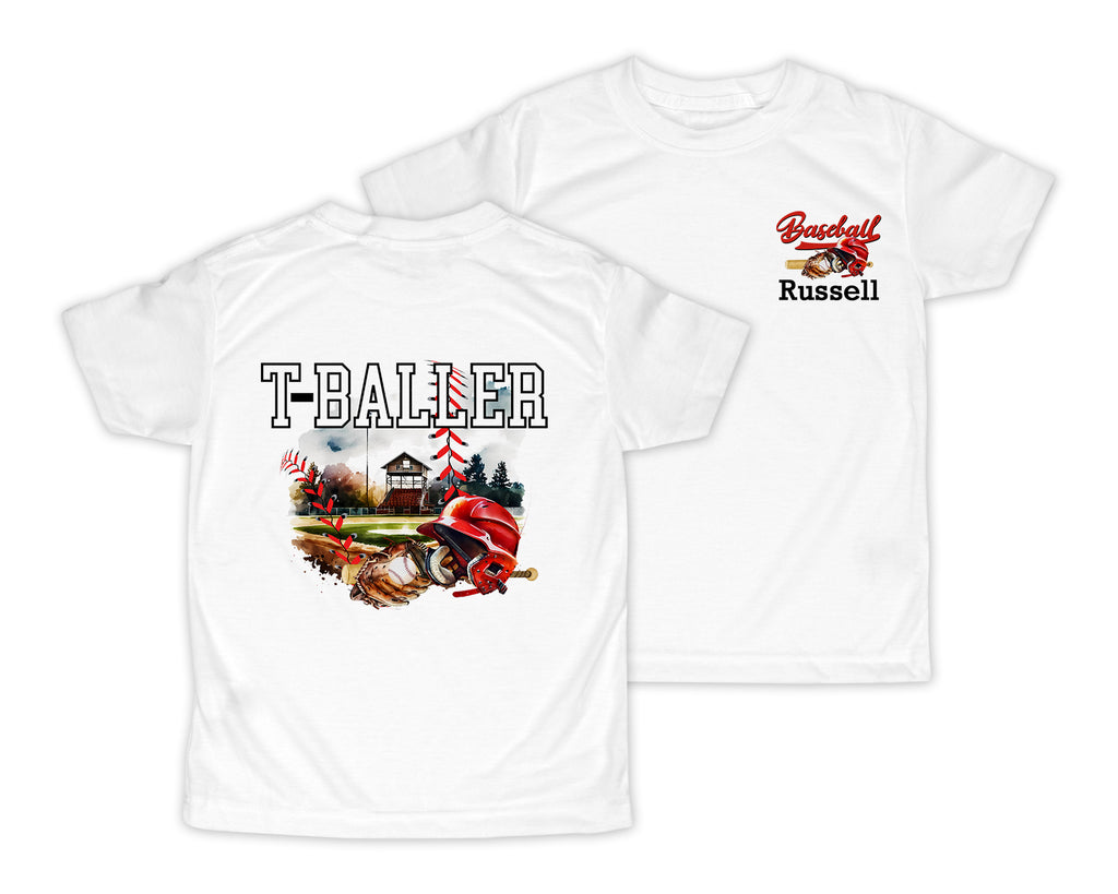 T Baller Baseball Personalized Short or Long Sleeves Shirt - Sew Lucky Embroidery