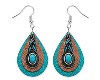 Turquoise Braid Teardrop Earrings - Sew Lucky Embroidery