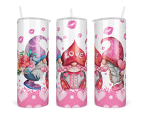Valentine Love Gnome 20 oz insulated tumbler with lid and straw - Sew Lucky Embroidery