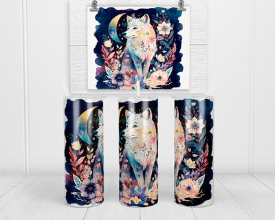Watercolor Wolf 20 oz insulated tumbler with lid and straw