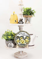 Welcome Gnomies Sunflowers Tray Sign and Stand - Sew Lucky Embroidery