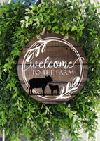 Welcome to the Farm Door Hanger - Sew Lucky Embroidery