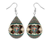 Western Boho Cow Skull Earrings - Sew Lucky Embroidery