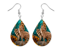 Wolves Teardrop Earrings - Sew Lucky Embroidery