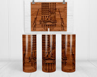 Wooden Hunt 20 oz insulated tumbler with lid and straw - Sew Lucky Embroidery