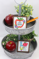World's Best Teacher Tier Tray Sign - Sew Lucky Embroidery