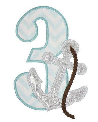 Anchor Birthday Number Sew or Iron on Embroidered Patch