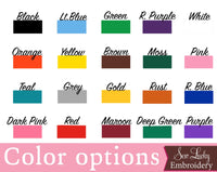 Color Options  - Sew Lucky Embroidery