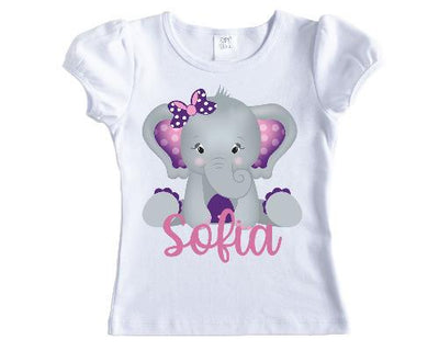 Baby Elephant Personalized Girls Shirt