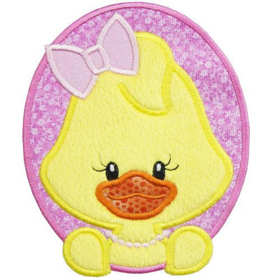 Baby Girl Easter Duck Sew or Iron on Embroidered Patch