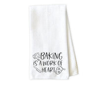 Baking is a Work of Heart Kitchen Towel - Waffle Weave Towel - Microfiber Towel - Kitchen Decor - House Warming Gift - Sew Lucky Embroidery