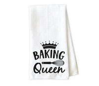 Baking Queen Kitchen Towel - Waffle Weave Towel - Microfiber Towel - Kitchen Decor - House Warming Gift - Sew Lucky Embroidery