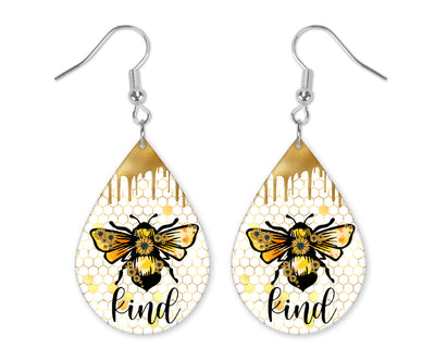 Bee Kind Honeycomb Teardrop Earrings