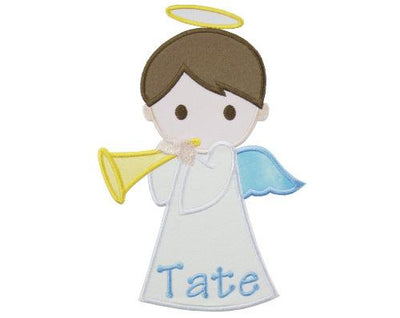 Boy Angel Personalized Sew or Iron on Embroidered Patch