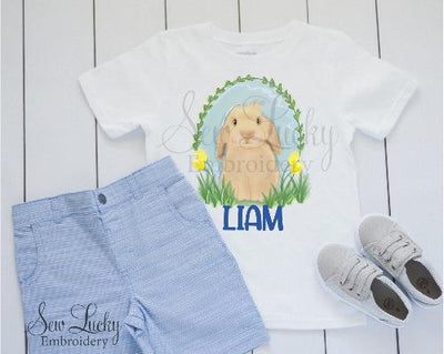 Boy Easter Bunny in Oval Personalized Shirt