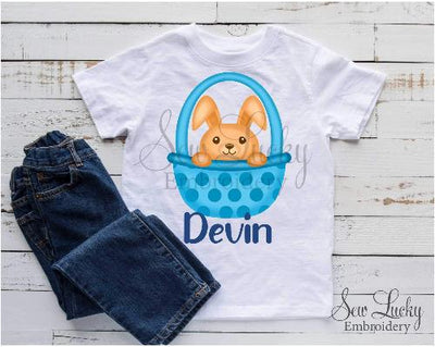 Boys Easter Bunny in Basket Personalized Shirt