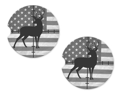Buck through Scope Sandstone Car Coasters (Set of Two)