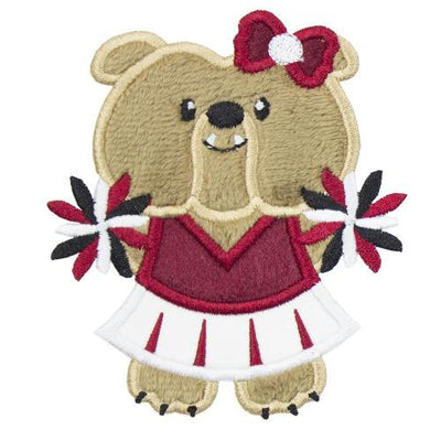 Bulldog Cheerleader Football Sew or Iron on Embroidered Patch