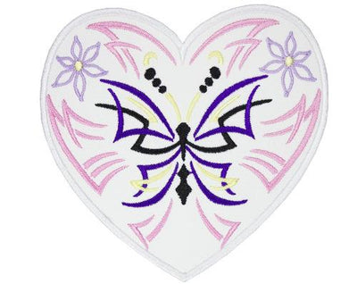 Butterfly Heart Sew or Iron on Embroidered Patch