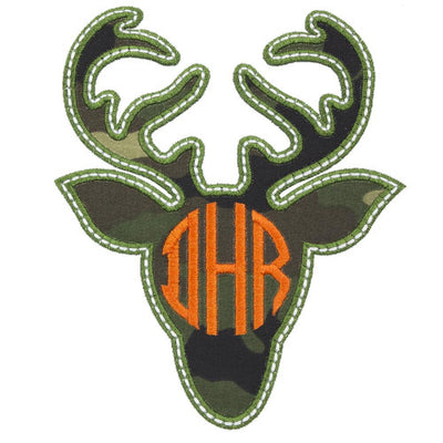 Deer Head Monogrammed Sew or Iron on Embroidered Patch