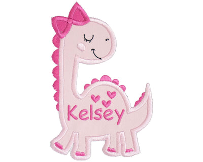Cute Pink Dinosaur Personalized Custom Name Sew or Iron on Patch