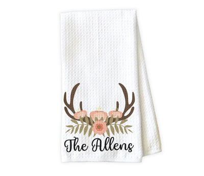 Deer Antlers Personalized Waffle Weave Microfiber Kitchen Towel