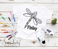 Dragonfly Color Me Shirt - Sew Lucky Embroidery