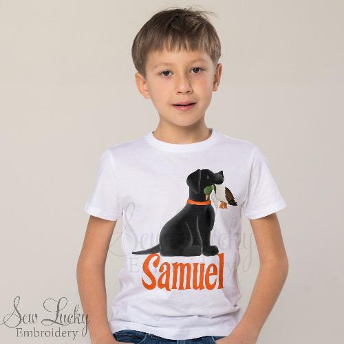 Duck Hunting with Black Lab Shirt - Sew Lucky Embroidery