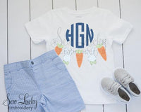 Easter Bunny and Carrot Monogram Shirt - Sew Lucky Embroidery