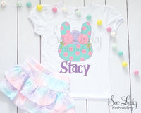 Easter Bunny with Flowers Girls Personalized Shirt - Sew Lucky Embroidery