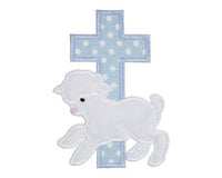 Easter Lamb with Blue Cross Patch - Sew Lucky Embroidery