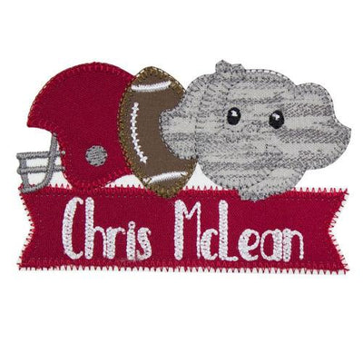 Elephant Football Personalized Sew or Iron on Embroidered Patch