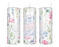 Faith 20 oz insulated tumbler with lid and straw - Sew Lucky Embroidery