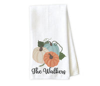 Fall Pumpkins Personalized Kitchen Towel - Waffle Weave Towel - Microfiber Towel - Kitchen Decor - House Warming Gift - Sew Lucky Embroidery