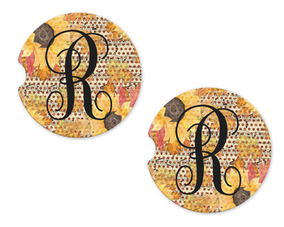 Fall Sheet Music Personalized Sandstone Car Coasters (Set of Two)