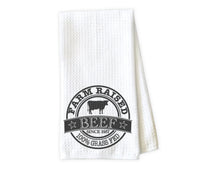 Farm Raised Beef Kitchen Towel - Waffle Weave Towel - Microfiber Towel - Kitchen Decor - House Warming Gift - Sew Lucky Embroidery