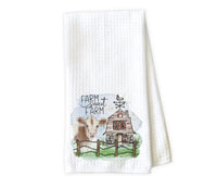 Farm Sweet Farm Kitchen Towel - Waffle Weave Towel - Microfiber Towel - Kitchen Decor - House Warming Gift - Sew Lucky Embroidery