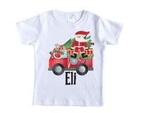 Firetruck with Santa Personalized Christmas Shirt - Sew Lucky Embroidery