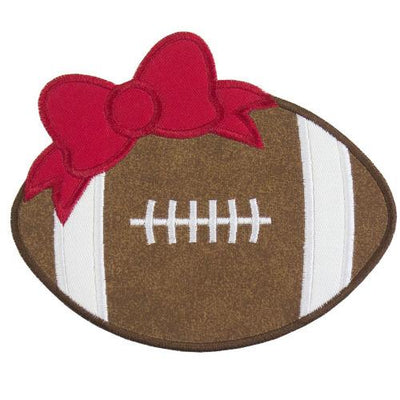 Football with Red Bow Sew or Iron on Embroidered Patch