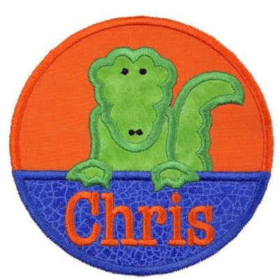Gator Football Circle Personalized Sew or Iron on Embroidered Patch