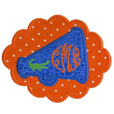 Gator Football Megaphone monogram Sew or Iron on Embroidered Patch